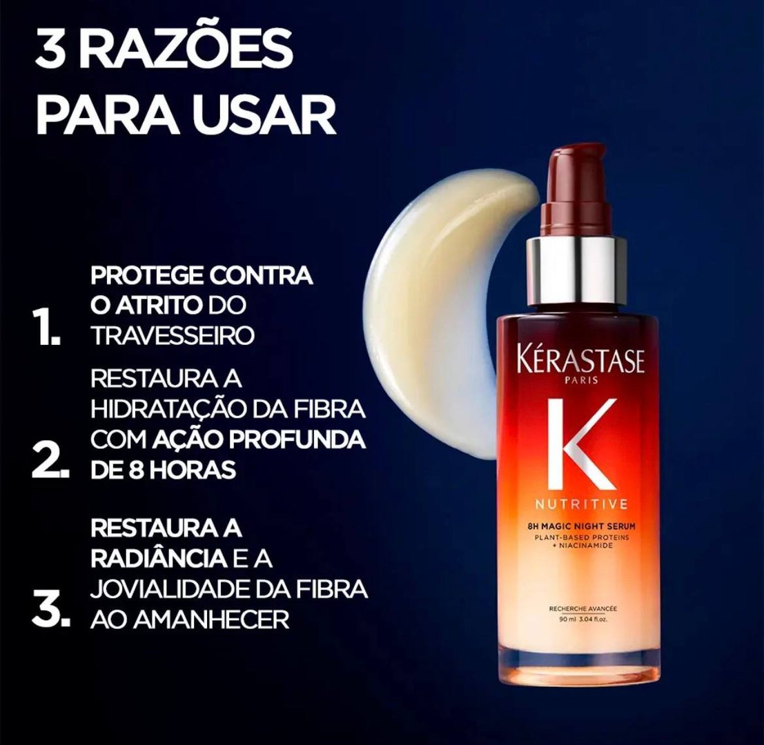 Sérum Capilar Noturno Para Cabelos Secos Restaura A Fibra Capilar Com Ação Antifrizz Para ...