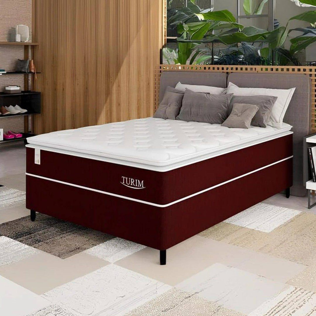 Cama Box Casal (Box + Colchão) Plumatex de Mola - Ensacada 53cm de Altura Turim