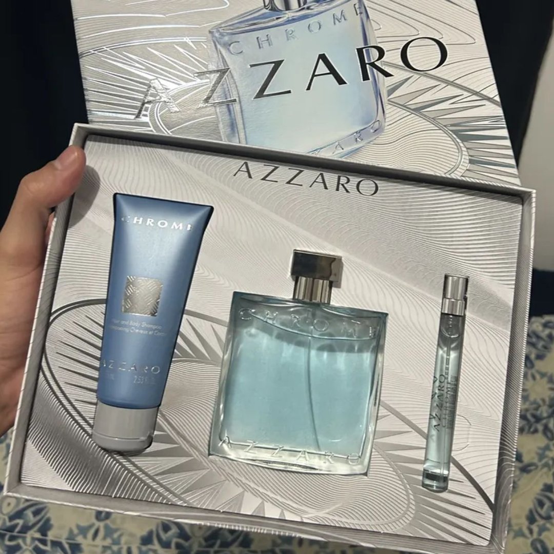 Kit Perfume Azzaro Chrome Masculino Eau De Toilette 100ml + Loção de Banho 75ml + Miniatur...
