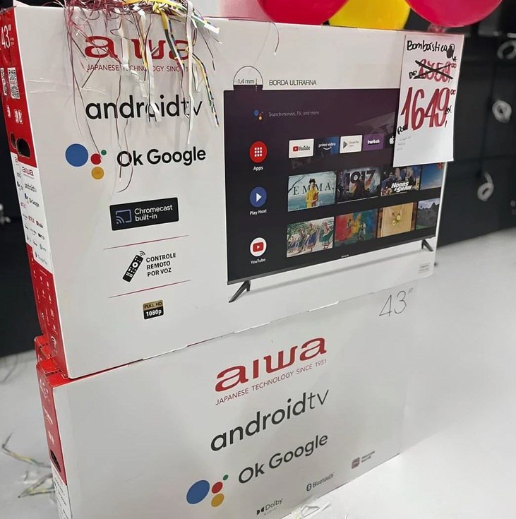 🤓Smart TV Aiwa 43”, Android, Full HD, Borda Ultrafina, HDR10, Dolby Áudio - AWS-TV-43-BL-...