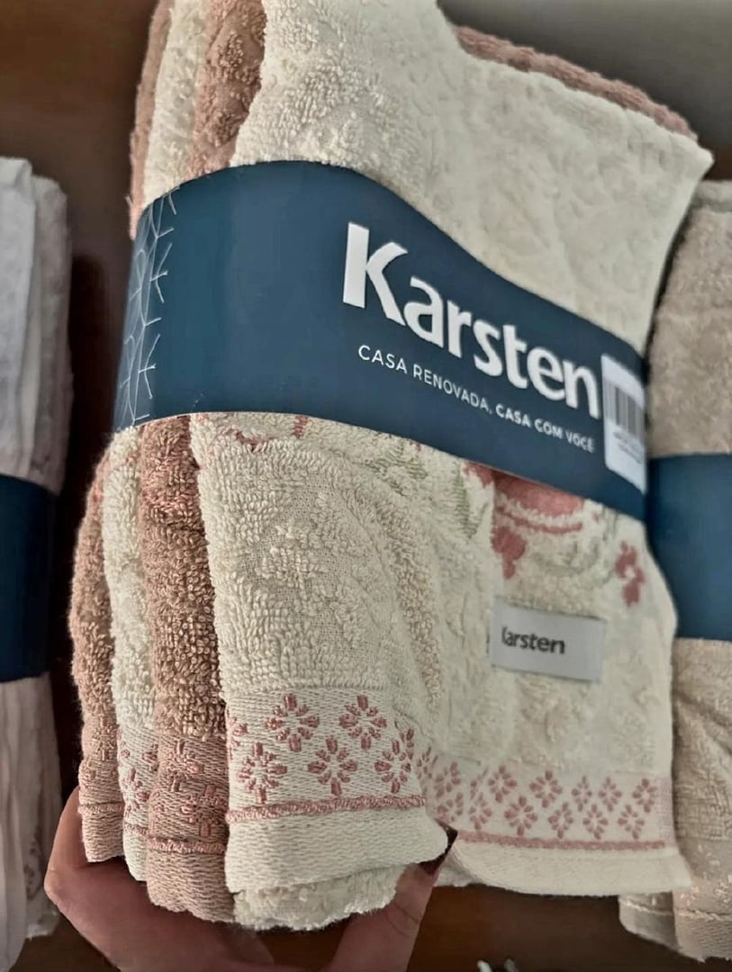 Jogo De Toalhas Karsten 100% Algodão Floral Grossa 4 Peças