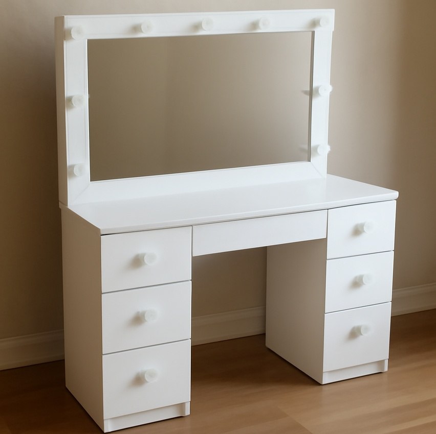 Penteadeira Ditália Pe80 Com Kit Luz Branco Cor Branco