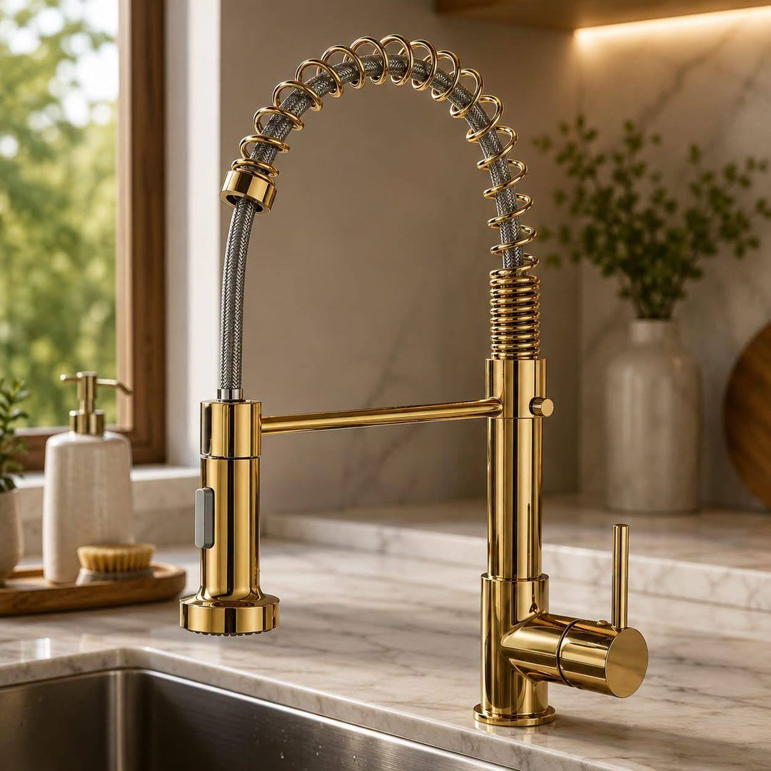 360° Torneira Cozinha Gourmet Misturador Ducha Duo Spray Dourado