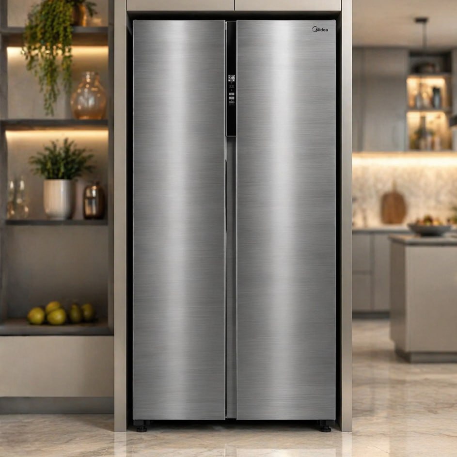 Geladeira Frost Free Side By Side 442L Cor Inox Midea MDRS598FGA041-127v