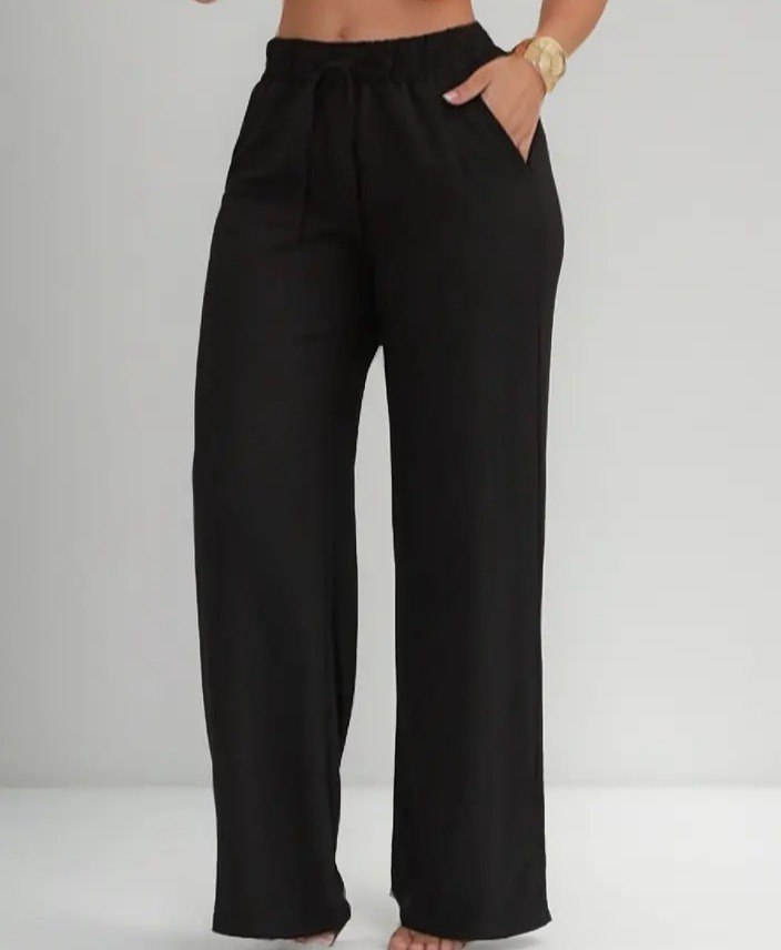 Calça Pantalona Wide Leg Duna Elastico Na Cintura - Tam. P/M/G