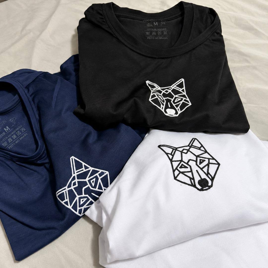 Kit 3 Camisetas Masculina Dry Alpha Lobo Geométrico