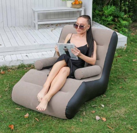 Espreguiçadeira Inflável Portátil - Camping, Jardim, Praia, Acompanha a Bomba para Inflar