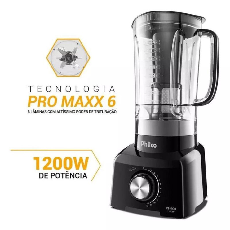 Liquidificador Ph900 Com 12 Velocidades 1200w Cor Preto Philco