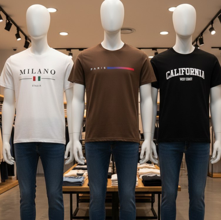 Kit 3 Camisetas KWS Milano Paris 100% Algodão Premium Casual Masculina - Tam. P ao GG