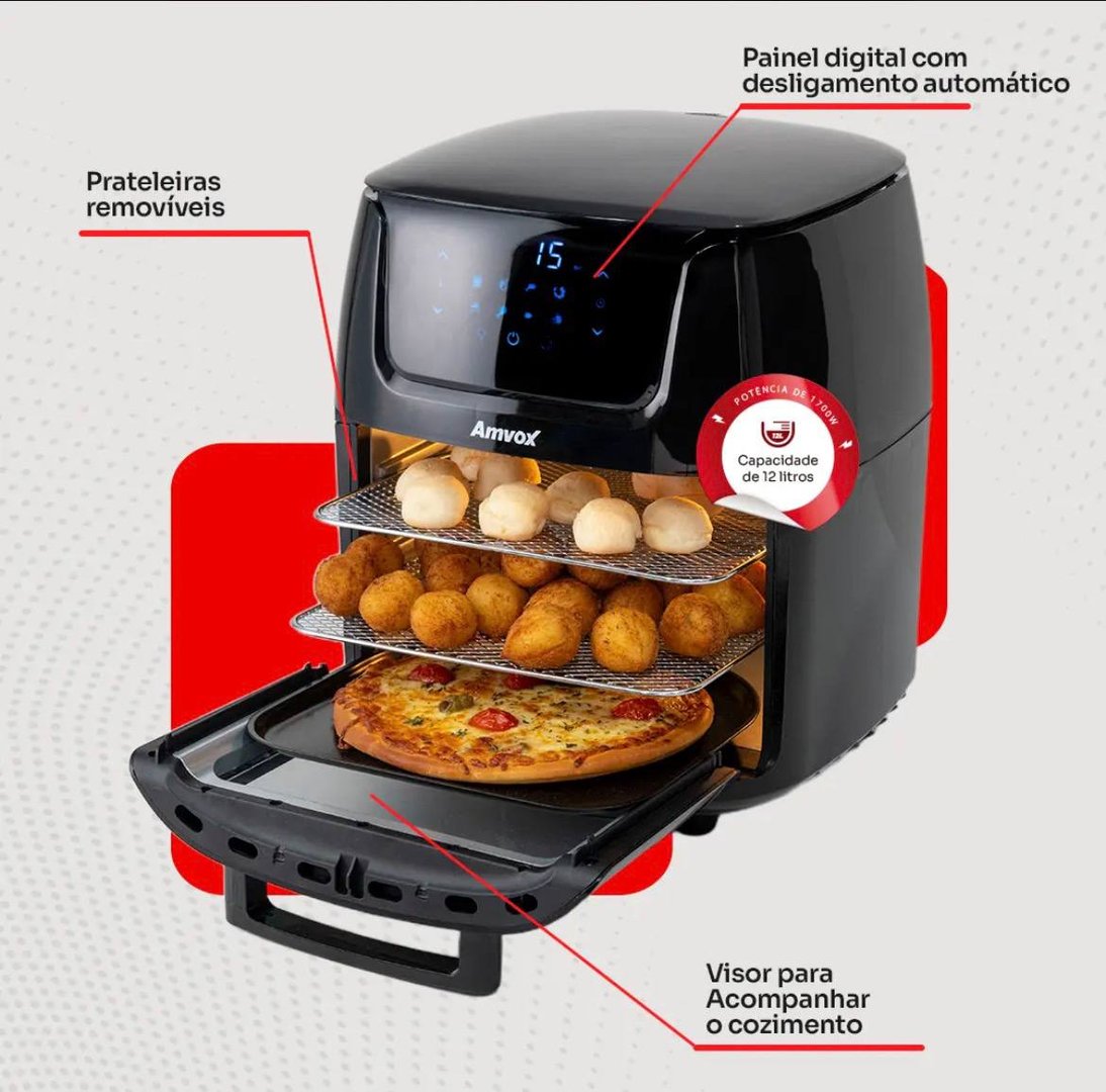 Fritadeira Elétrica Amvox 1700w Com Painel Digital - 220v