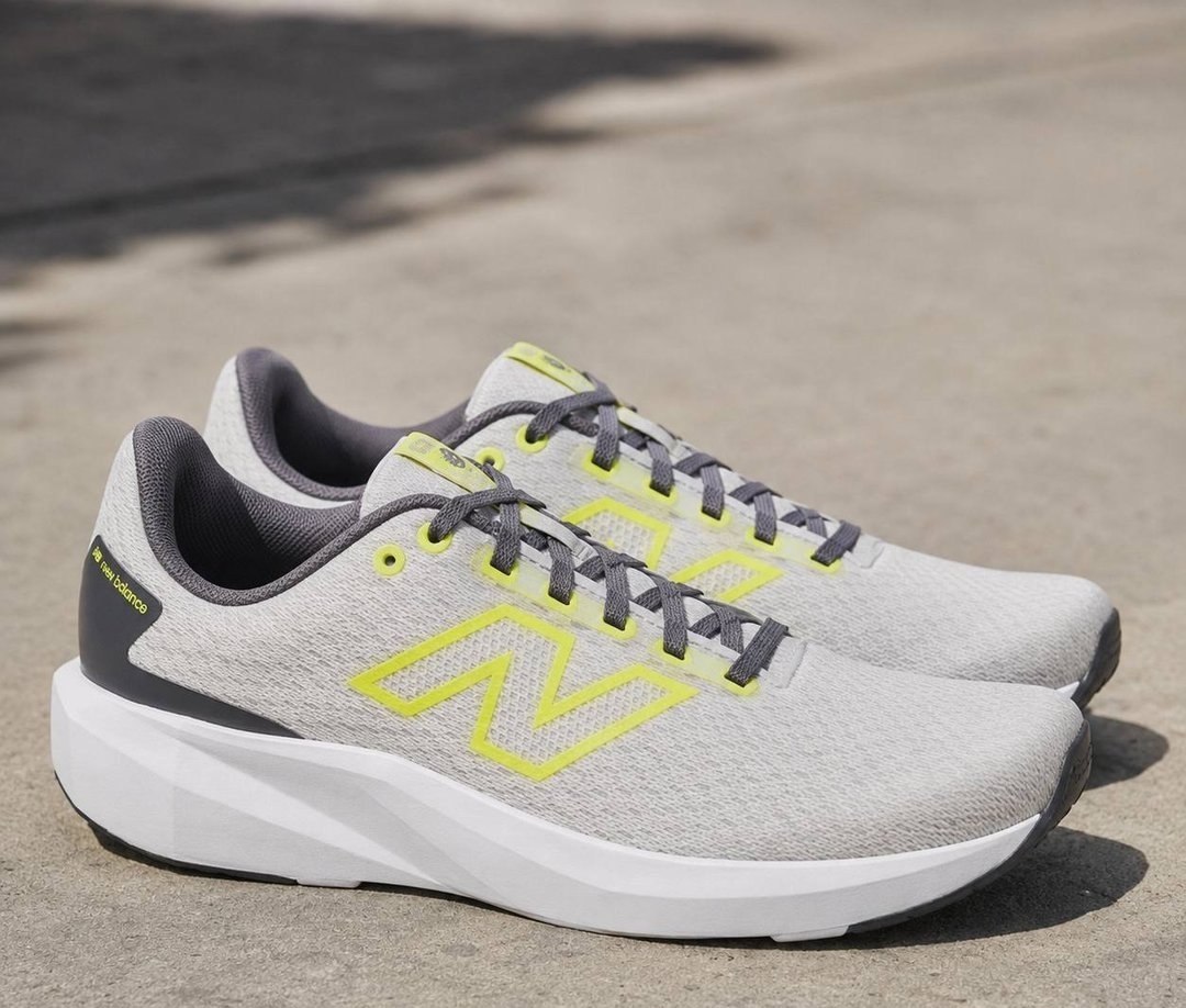 Tenis New Balance 413V3 Masculino, Cinza Claro/Verde Claro Neon, 42