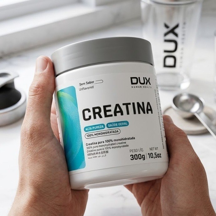 Creatina Monohidratada Sem Sabor - Pote 300g - Suplementação Treino Academia, Ganho Muscular Hipertrofia, Força Energia Resistência, Suplementos Naturais - DUX HUMAN HEALTH