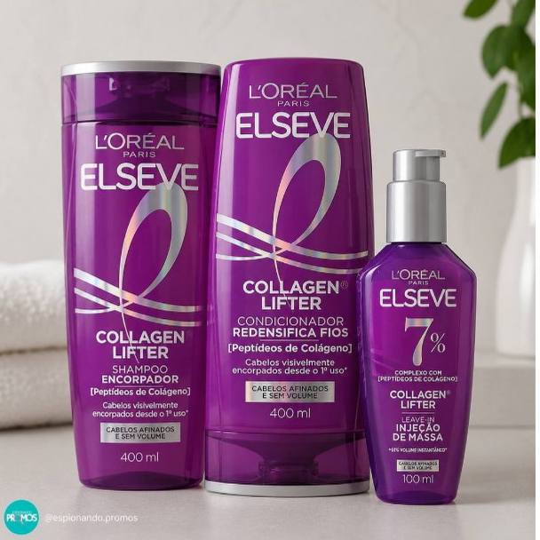L'oréal Paris Elseve Collagen Lifter Kit Shampoo, Condicionador E Sérum Leave-in