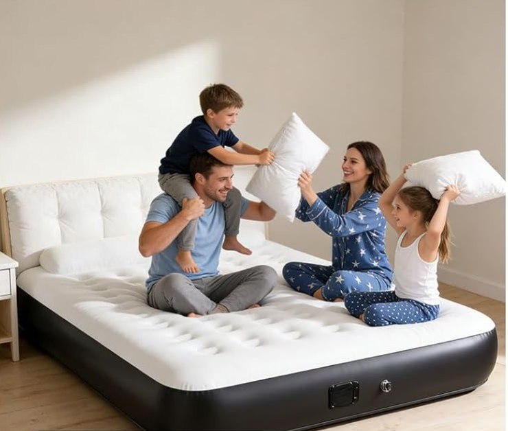 Colchão Inflável Queen Size Trailabo 203 * 151CM com Bomba de ar Elétrica Recarregável Embutida