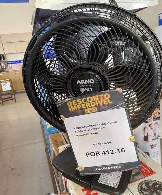 Ventilador de mesa 2 em 1 Arno Turbo Force 40cm 6 Pás Preto - 220v