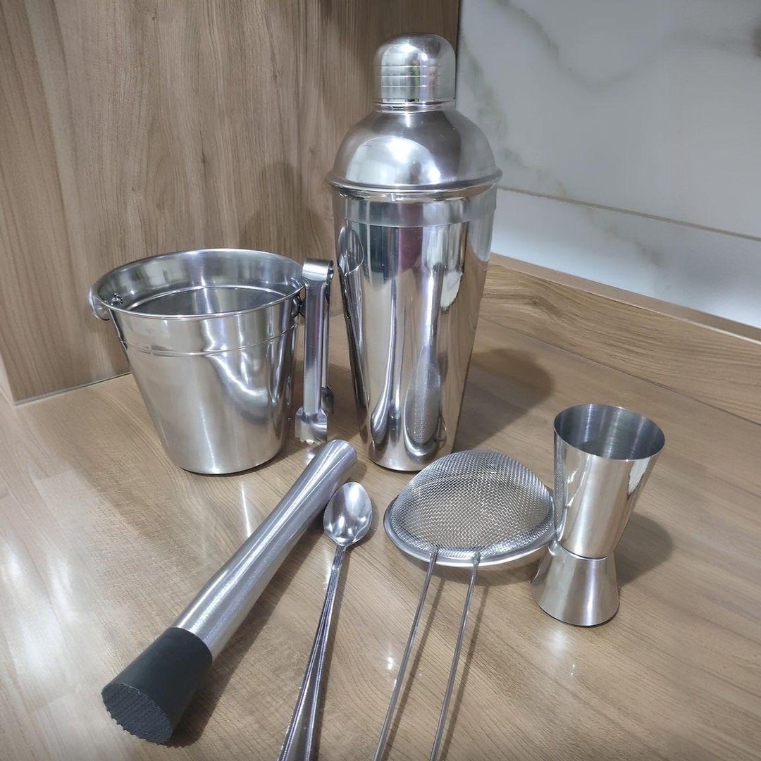Kit Caipirinha Profissional 7 Peças Inox Coqueteleira 500 Ml
