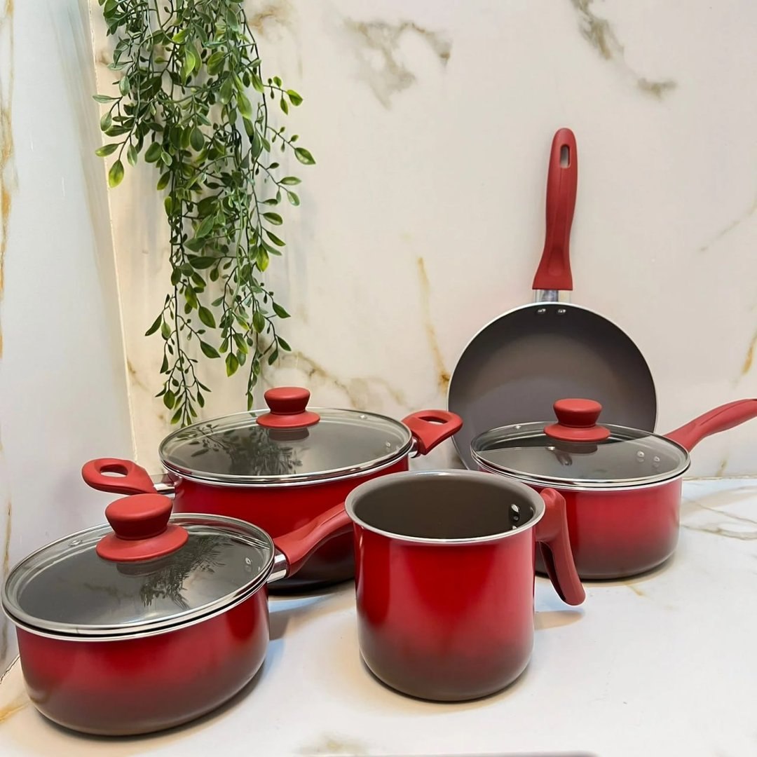 Conjunto De Panelas Ceramic Life Easy Brinox Vermelho 5 Pçs