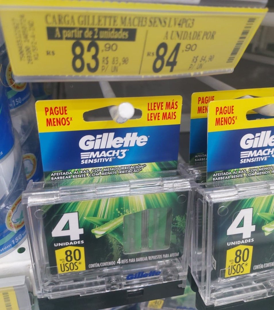 Pack Gillette Mach3 Sensitive Carga Aparelho de Barbear com Aloe - 4 Unidades