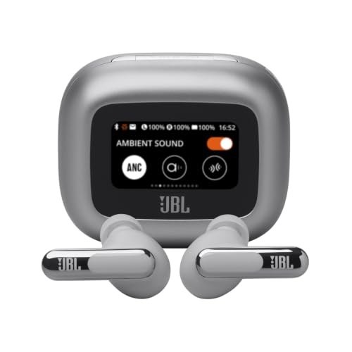 JBL, Fone de Ouvido Bluetooth, Live Beam 3, In-ear, Tela de 1.45", Cancelamento de Ruído - Prata