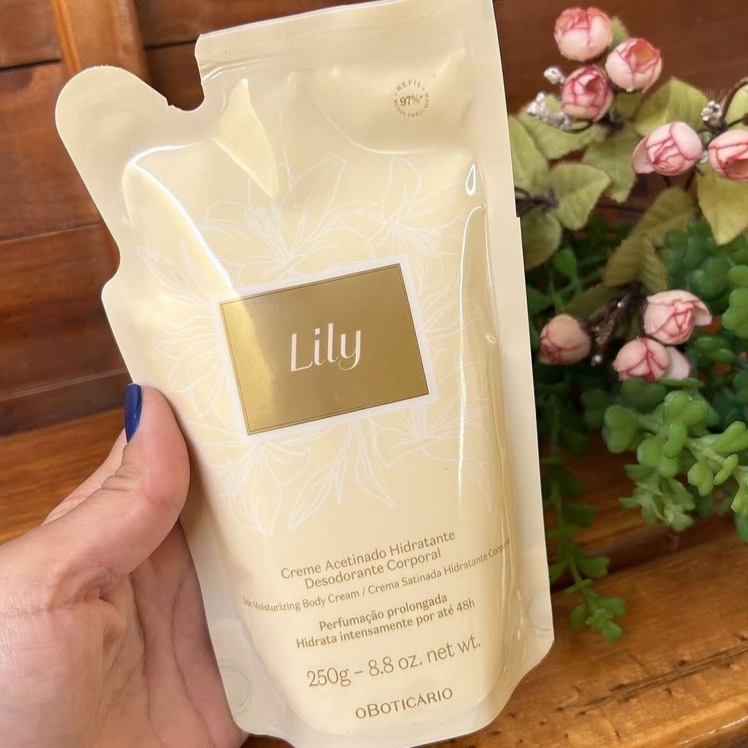 Refil Creme Acetinado Hidratante Corporal Para Pele Lily 250g Bouquet Floral