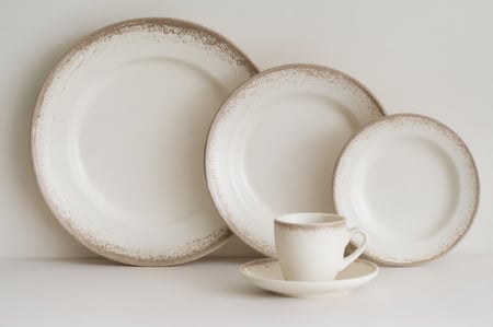 Serviço de Jantar e Café 20 Peças em Porcelana, Decoração Névoa Cinza, Porcelana Schmidt
