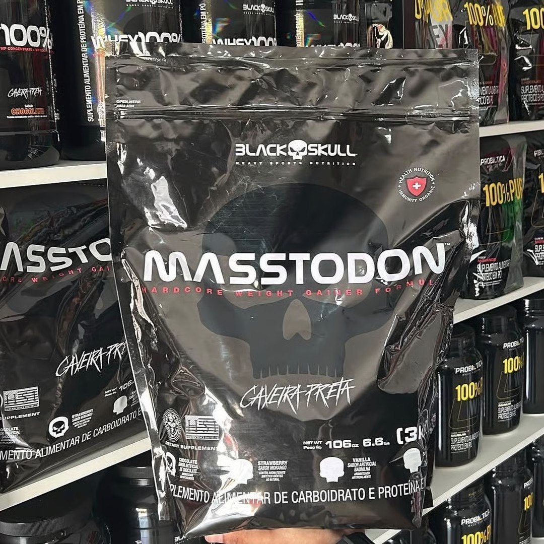 🤓Hipercalórico Masstodon Massa 3kg Black Skull Sabor Chocolate
