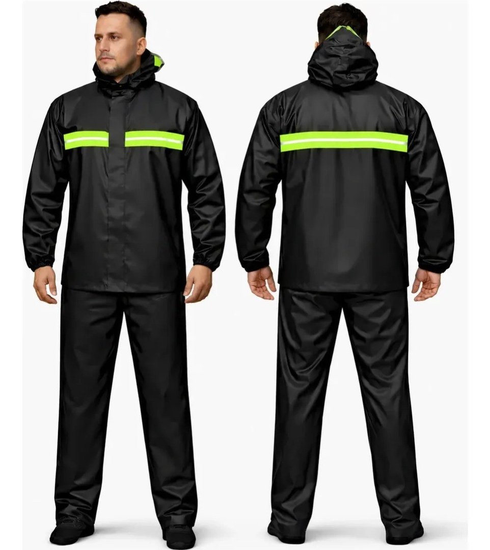 Capa de Chuva Motoboy Entregador Impermeável Reforçada Preto - Tam. M/G/GG