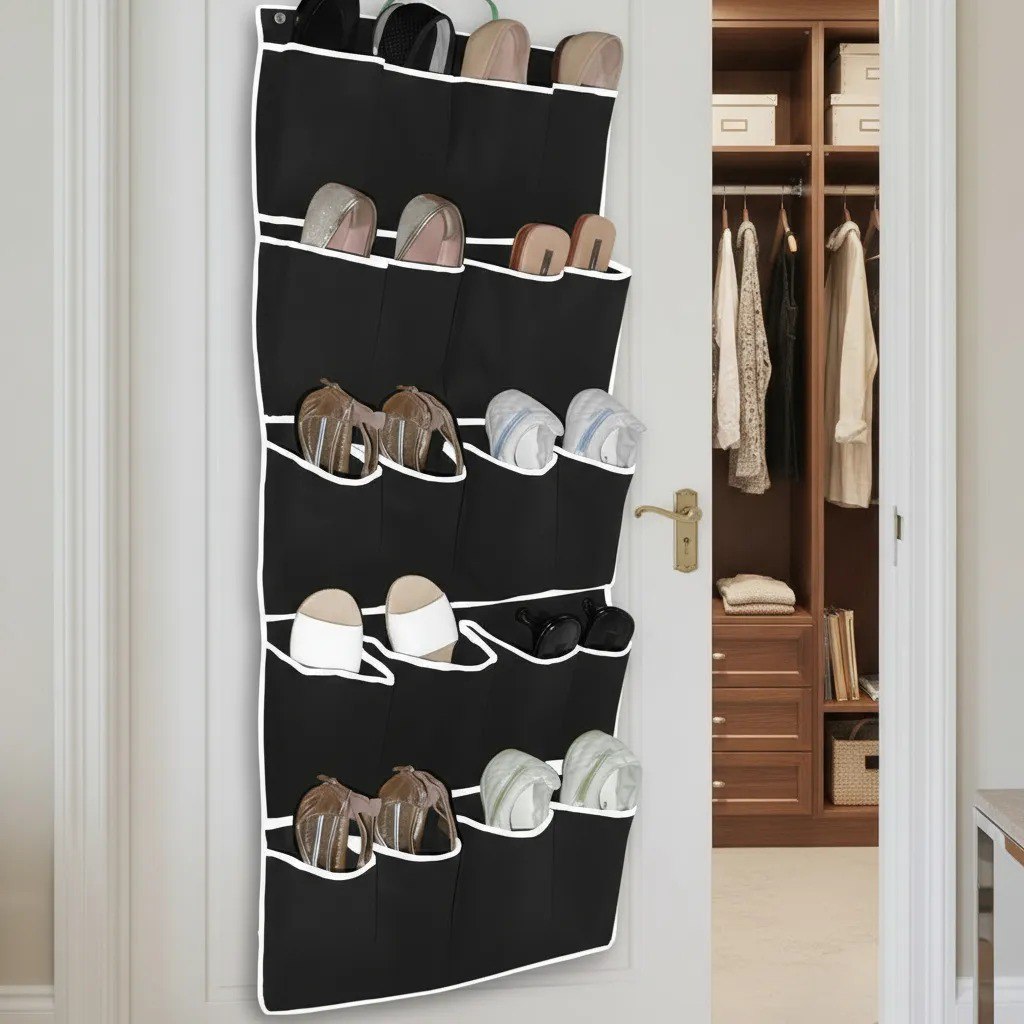 Organizador Sapatos Sapateira Vertical Atrás Porta 20 Bolsos