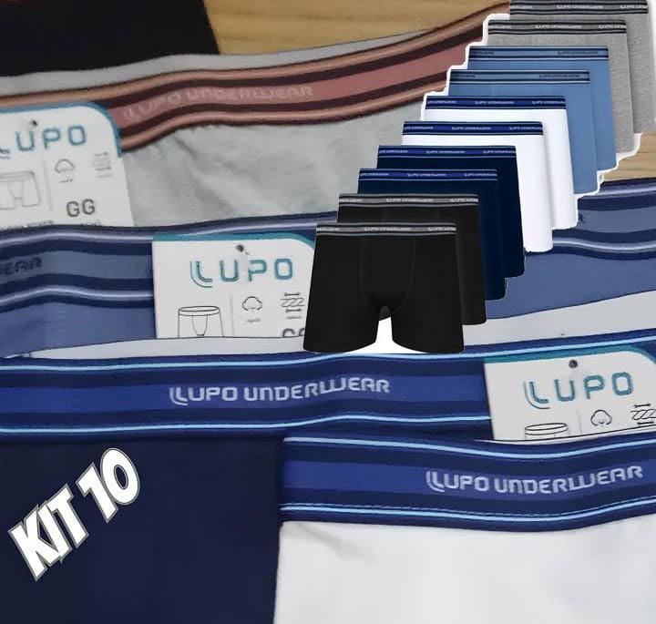 Kit 10 Cuecas Boxer Lupo Algodão Confortável Box Original