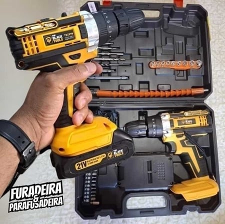 Parafusadeira E Furadeira De Impacto 3/8 The Black Tools Tb21-pz Com 2 Baterias E Acessori...