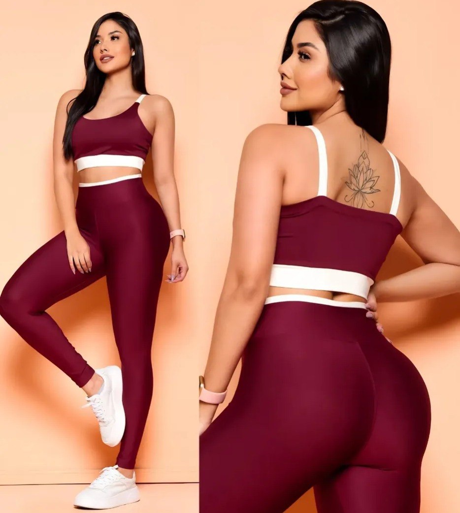 Conjunto Calça Legging E Top Fitness Alta Compreensão Tam. P ao GG - 8 cores