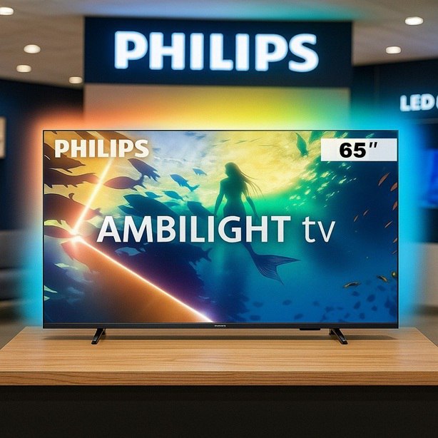 Smart TV 65" Ambilight 4K PHILIPS 2025 HDR10+ Dolby Atmos VRR/ALLM Bluetooth Comando de Vo...