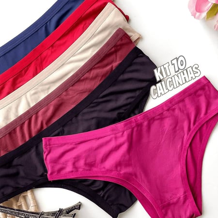 Kit 10 Calcinha Feminina De Algodão Tanga Lisa Conforto Vies