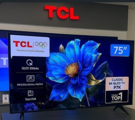 Smart TV 75" TCL 4K UHD QLED 75P7K Google TV AiPQ Google Assistente 3 HDMI 1 USB