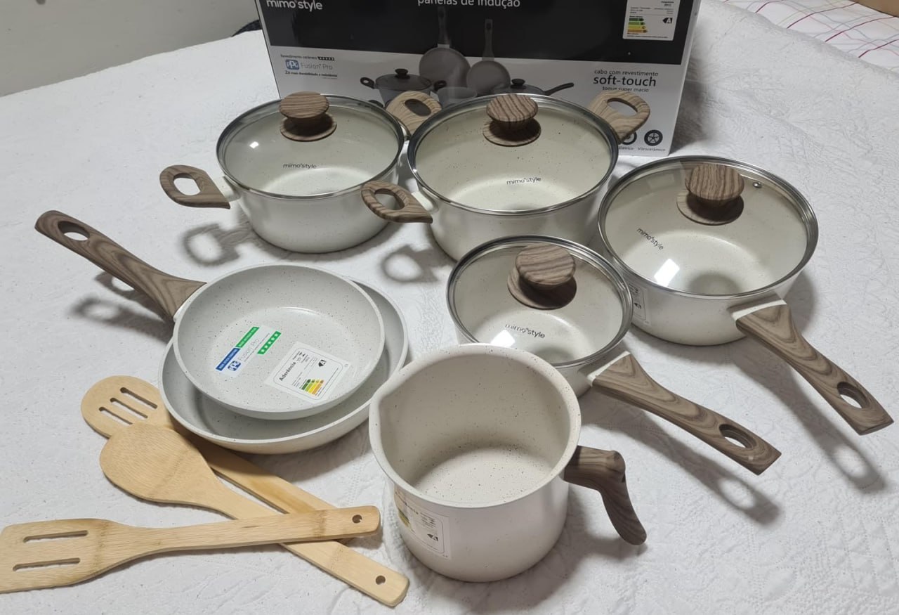 Mimo Style, Conjunto de Panelas com 10 Peças Indução Style Cook Marmol Bambu
