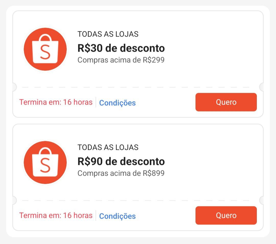 Cupons Mega Quinta - Shopee