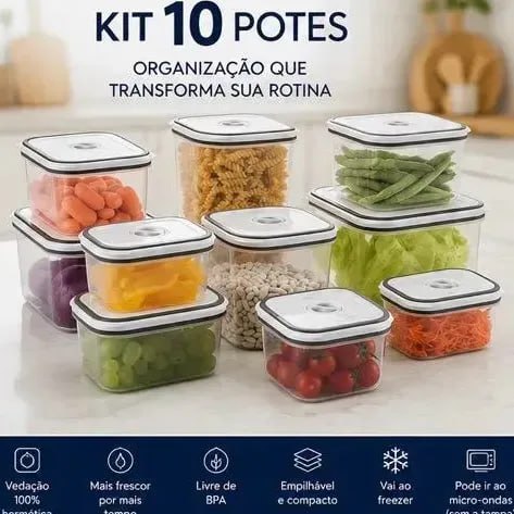 10 Potes Herméticos Electrolux de Plástico
