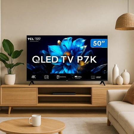 Smart TV 50" TCL 4K UHD QLED 50P7K Google TV AiPQ Google Assistente 3 HDMI