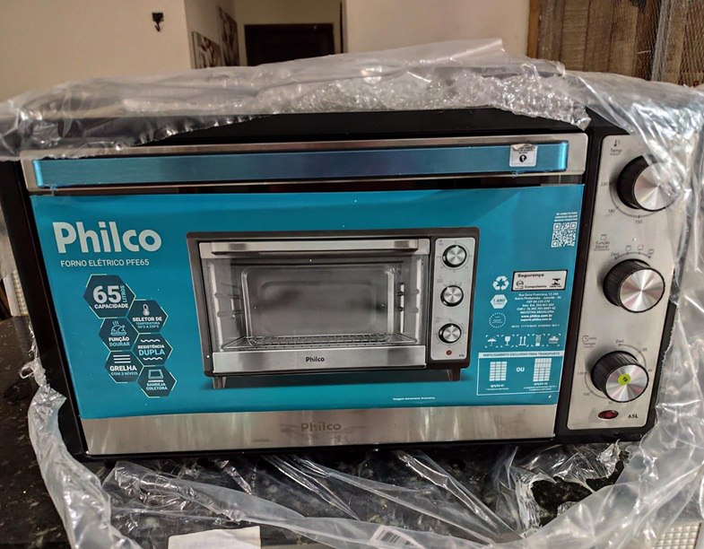 Forno Elétrico Philco Dupla Resistência 65L c/ Timer 1800W Preto Inox - 110v