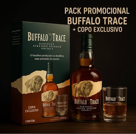 Kit Whisky Bourbon Buffalo Trace + Copo Exclusivo Rocks Edição Especial Presente Premium