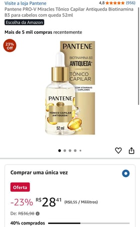 Pantene PRO-V Miracles Tônico Capilar Antiqueda Biotinamina B3 para cabelos com queda 52ml
