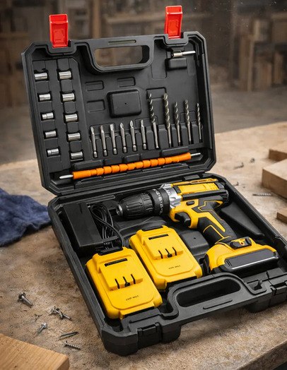 Furadeira Parafusadeira De 48v Mackie Ferramentas Com 2 Baterias E Maleta Amarelo 127/220v