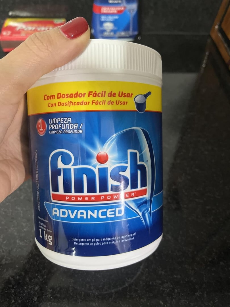 Finish Advanced Detergente para Lava Louças em Pó, Sabão Limpeza Profunda, 1kg