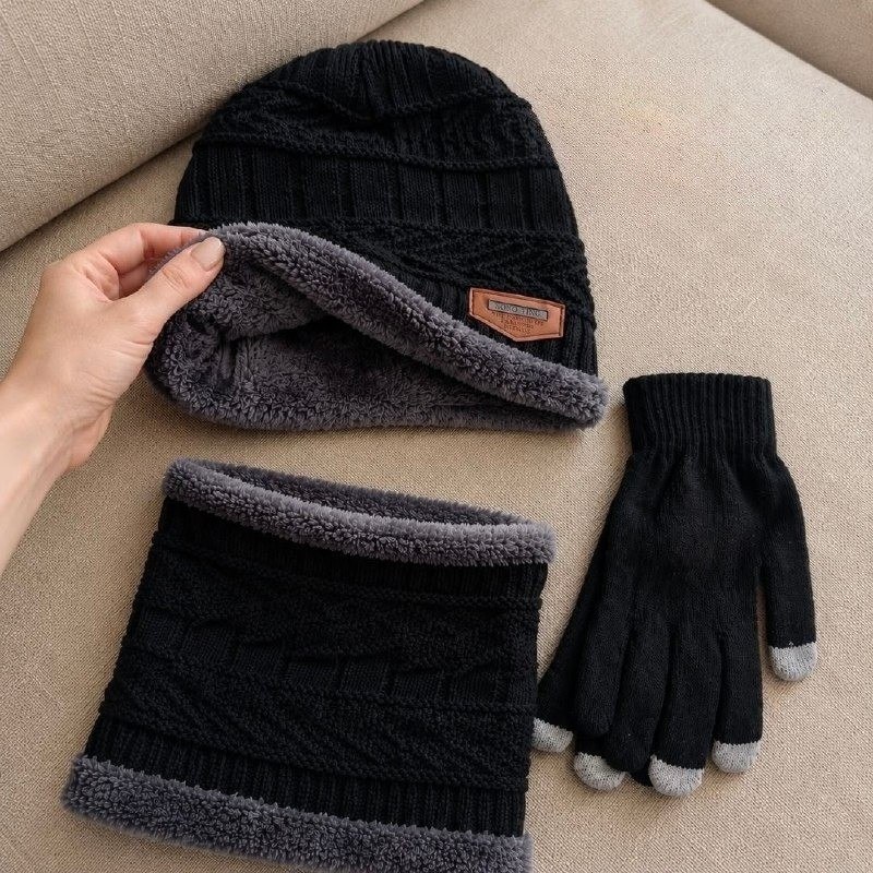 Kit Inverno Touca + Cachecol Térmica + Luva Touch