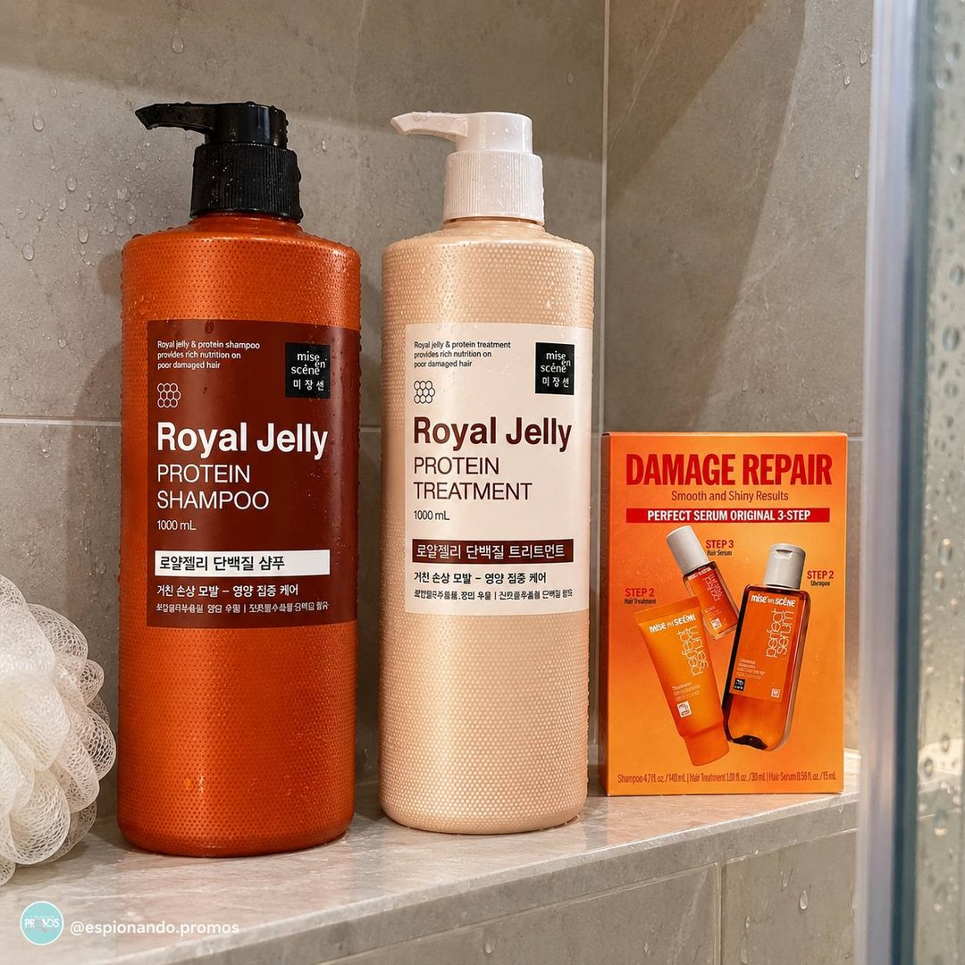 Mise en Scène - Royal Jelly Protein - Shampoo 1000ml + Tratamento 1000ml + Brinde Mini Kit Perfect Serum