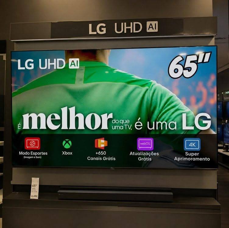 Smart TV LG UHD AI UA75 65 polegadas HDR10 Pro Processador α7 AI Ger8 webOS 25