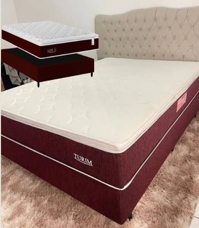 Cama Box Casal (Box + Colchão) Plumatex de Mola - Ensacada 53cm de Altura Turim