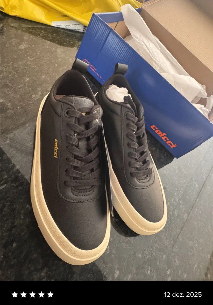 Tênis Colcci Preto Couro Cosmos Masculino Casual Estiloso