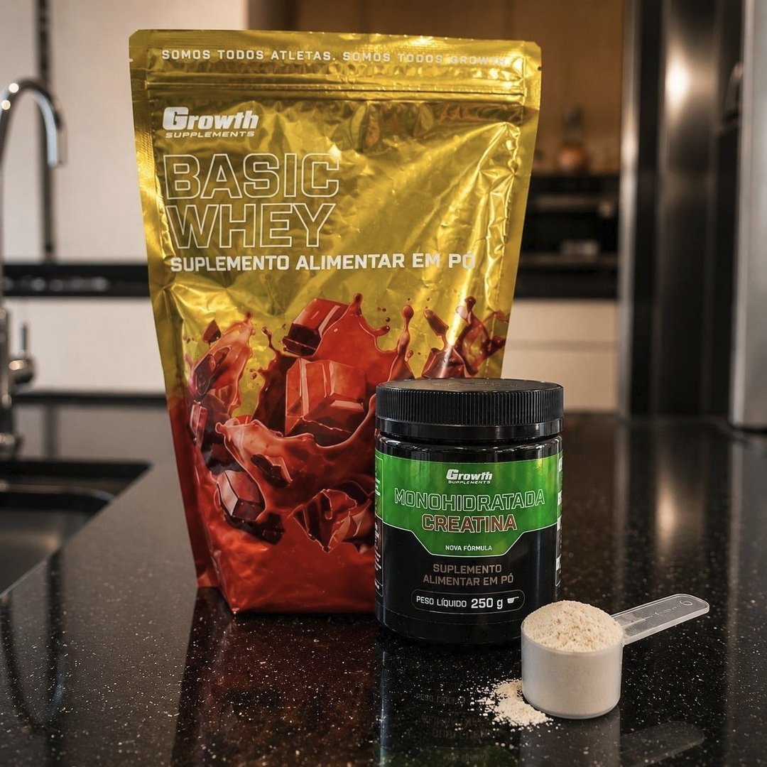 Kit Growth: Whey Protein Basic Chocolate 1kg + Creatina Monohidratada 250g