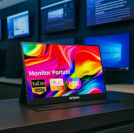 Bettdow Monitor Portatil 15,6'', FHD 1080P Monitor Portátil Conectado Com USB C Dupla/HDMI...